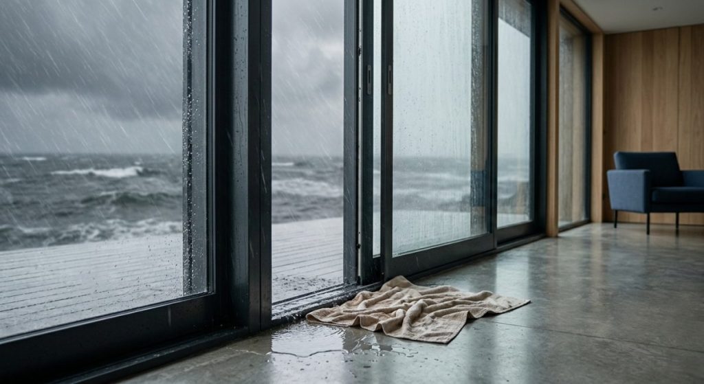 The Problem: How Standard Windows Fail in Extreme Coastal Weather illustration for all weather windows and doors
