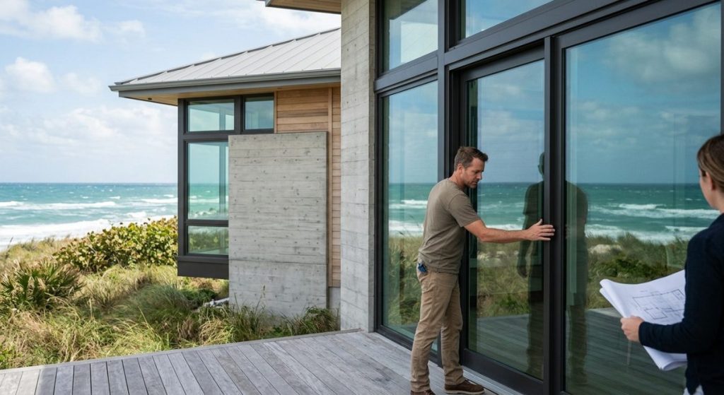 Wind-Borne Debris Regions and Design Pressure (DP) Ratings illustration for sliding glass doors tampa fl